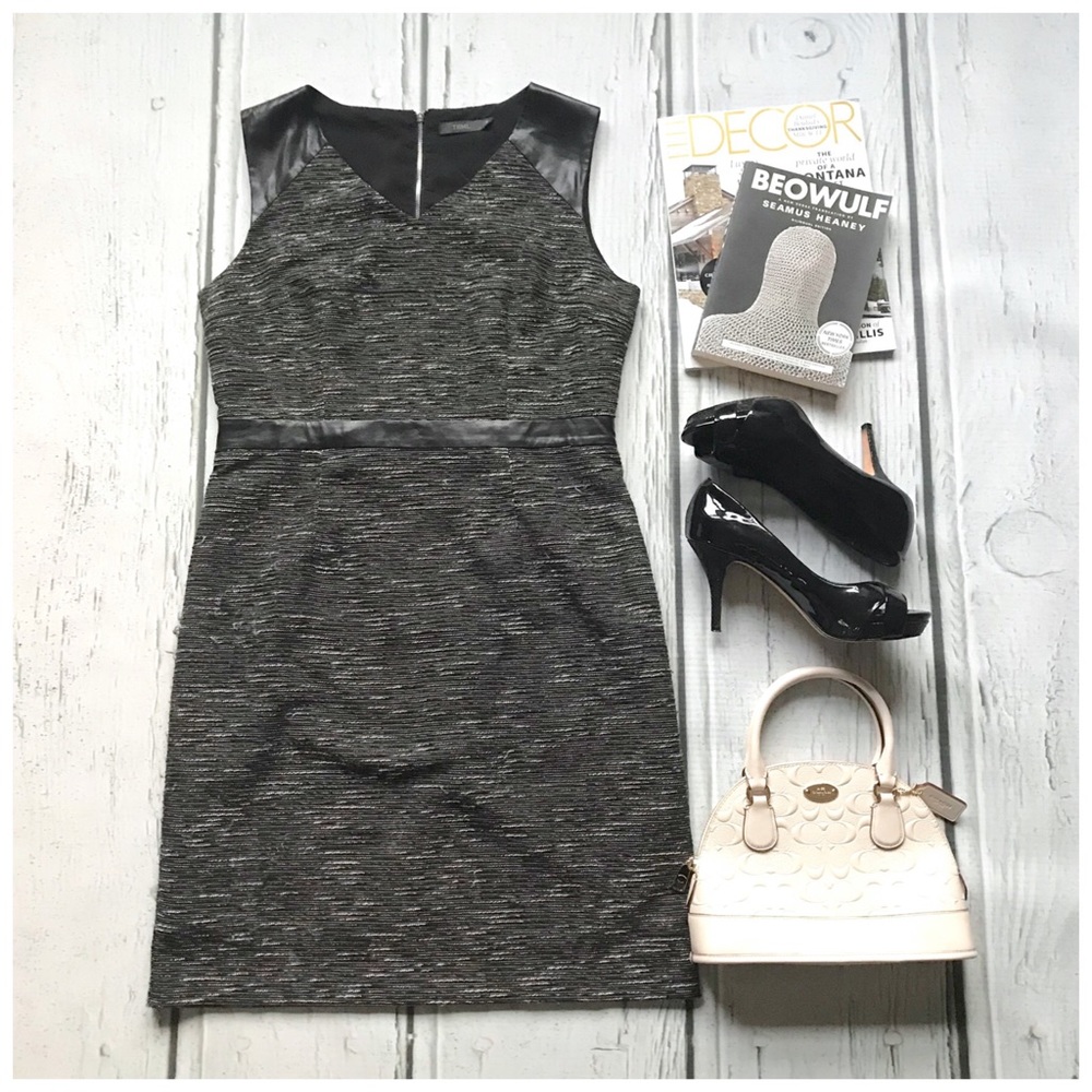 THML textured dress with faux leather accents - Picture 1 of 2